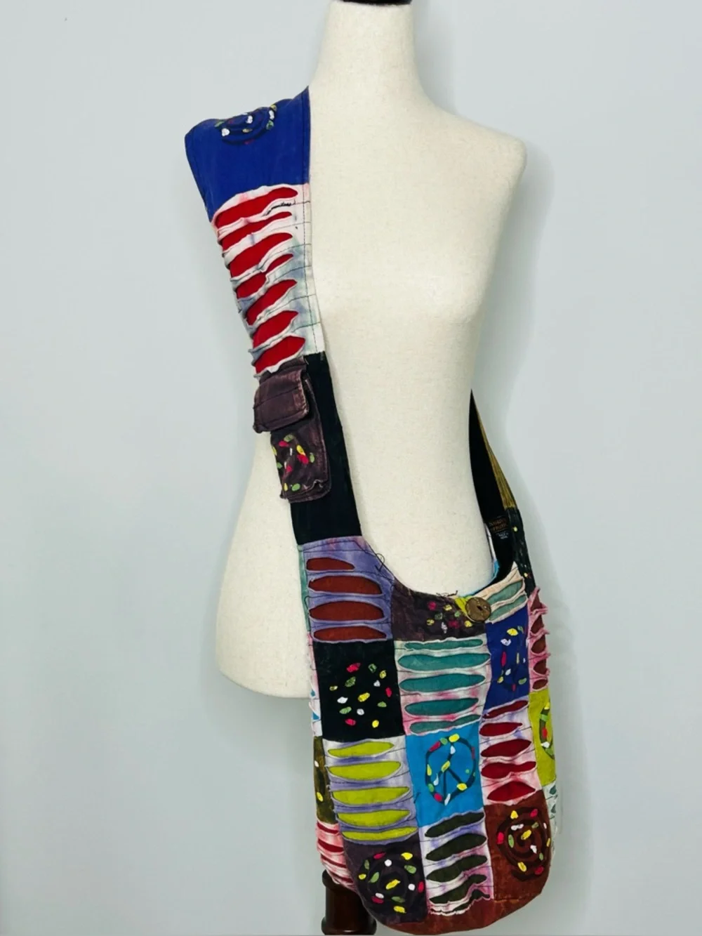 Rising International Patchwork Hobo Bag Colorful Boho Retro Fabric Festival